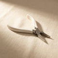 Flat nose pliers, 120mm, white moulded handles, for jewellery wire work