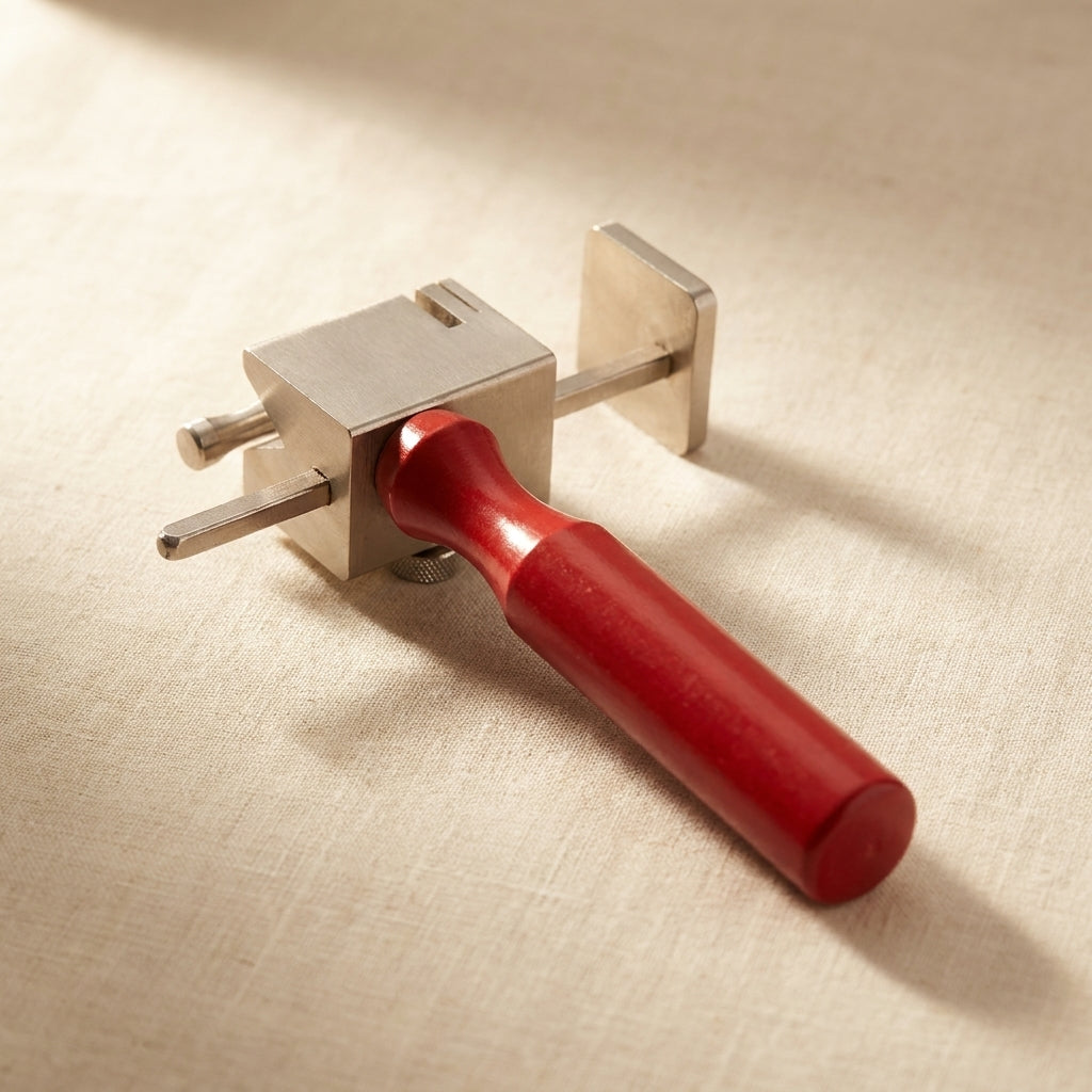 Professional jeweller's parallel-action vice cutting tool with straight edges, steel construction