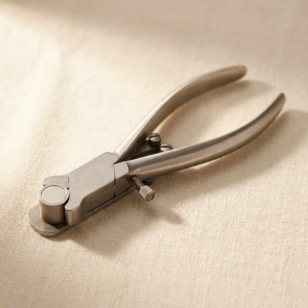 Professional stainless steel ring and bracelet pliers for shaping wire and flat stock.