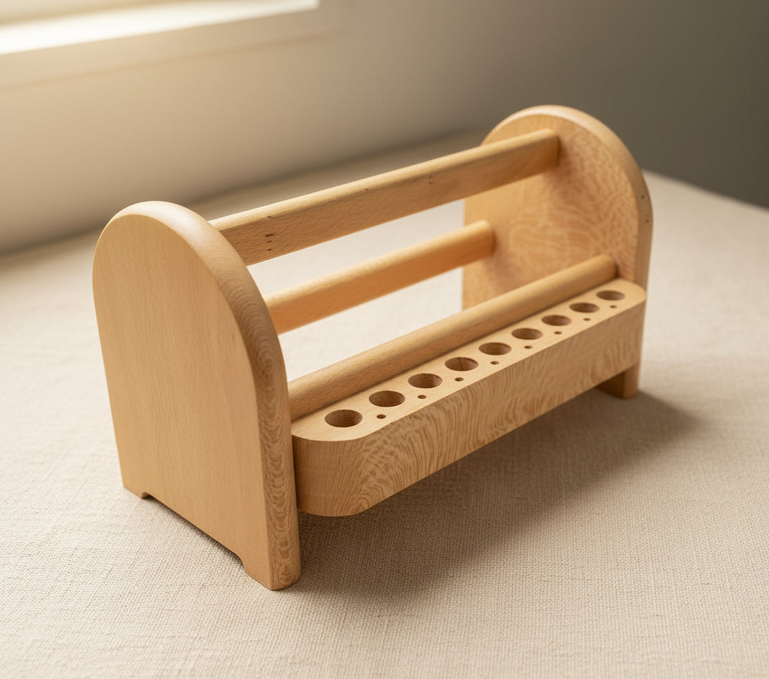 Deluxe wooden stand for organising jewellery pliers and tools, 22.9cm L.