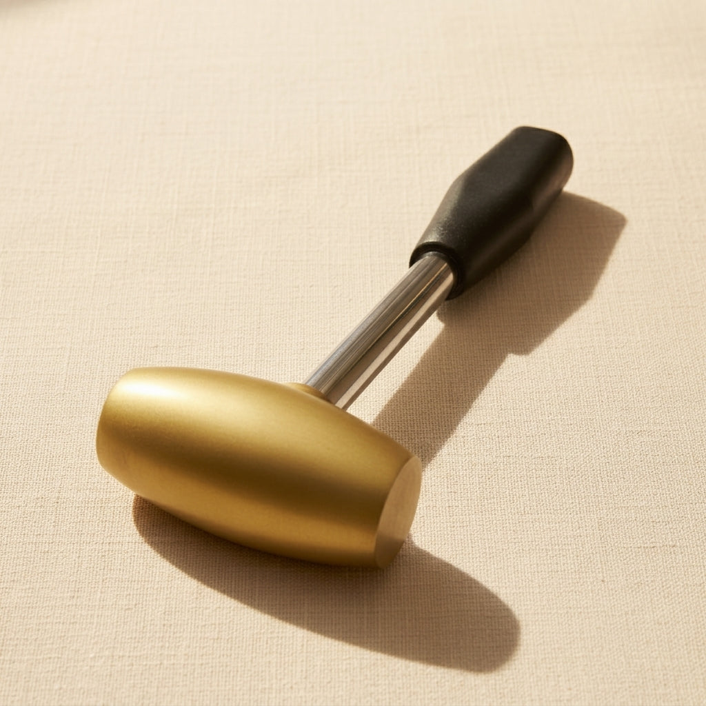 One pound brass metalsmith hammer for jewellery crafting, solid brass head and wooden handle.