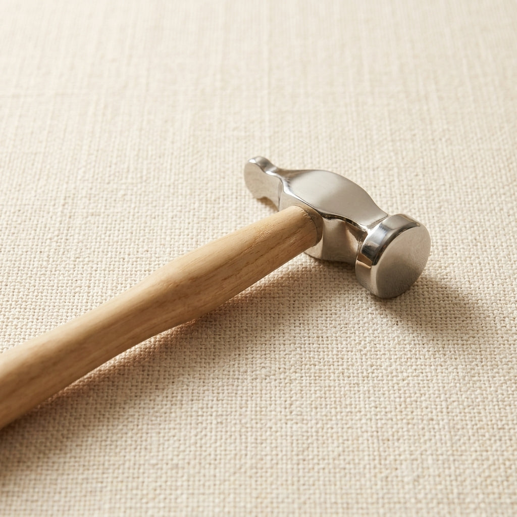 25mm narrow flat raising and chasing hammer for silversmithing, with a wooden handle