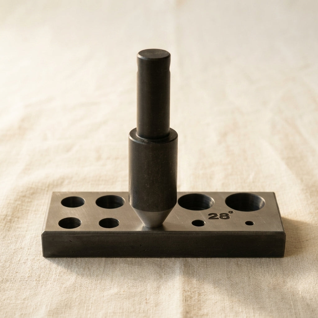 28 degree 10-hole collet block and punch set in black carbon steel, for 4-18mm work
