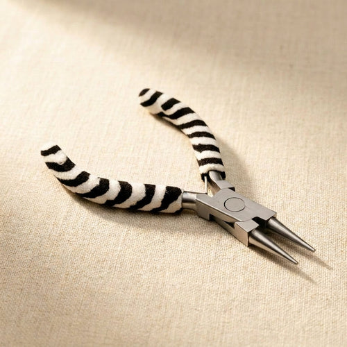 3.5-inch round nose pliers with zebra foam grips, stainless steel silversmith tool