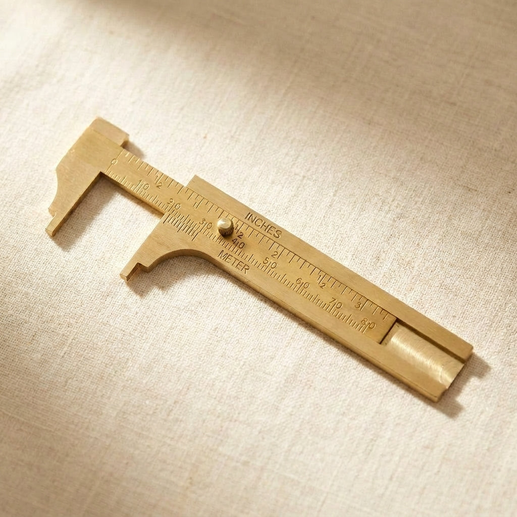 Brass sliding caliper gauge with 80mm notched jaws for jewellery and watchmaking
