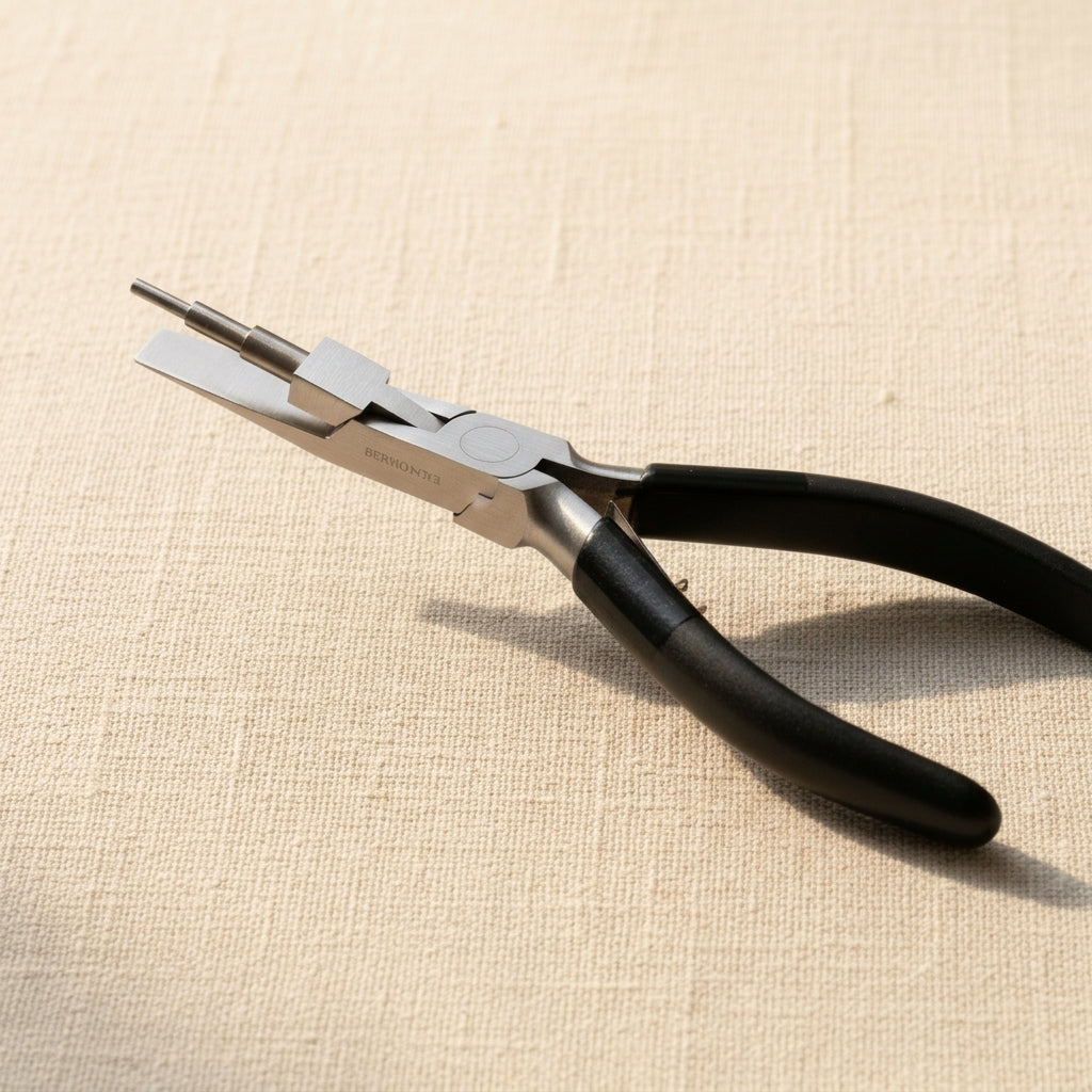 3-step jewellery making pliers with round and flat looping ends, stainless steel