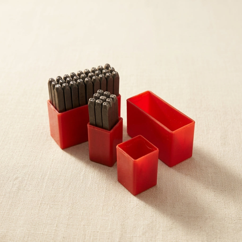 Tempered steel metal letter and number stamps, 3mm, for jewellery marking