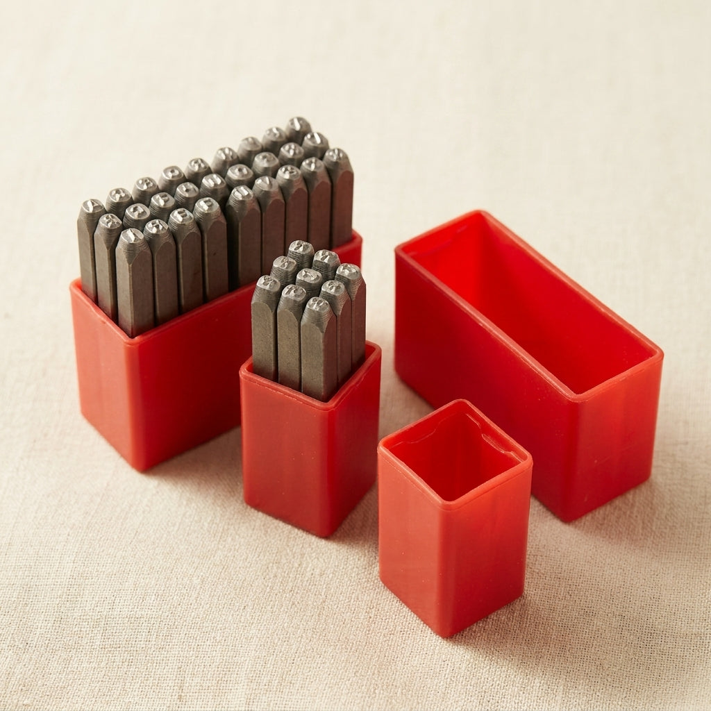 37 piece metal letter and number stamping set, 5mm, for jewellery making, with storage cases