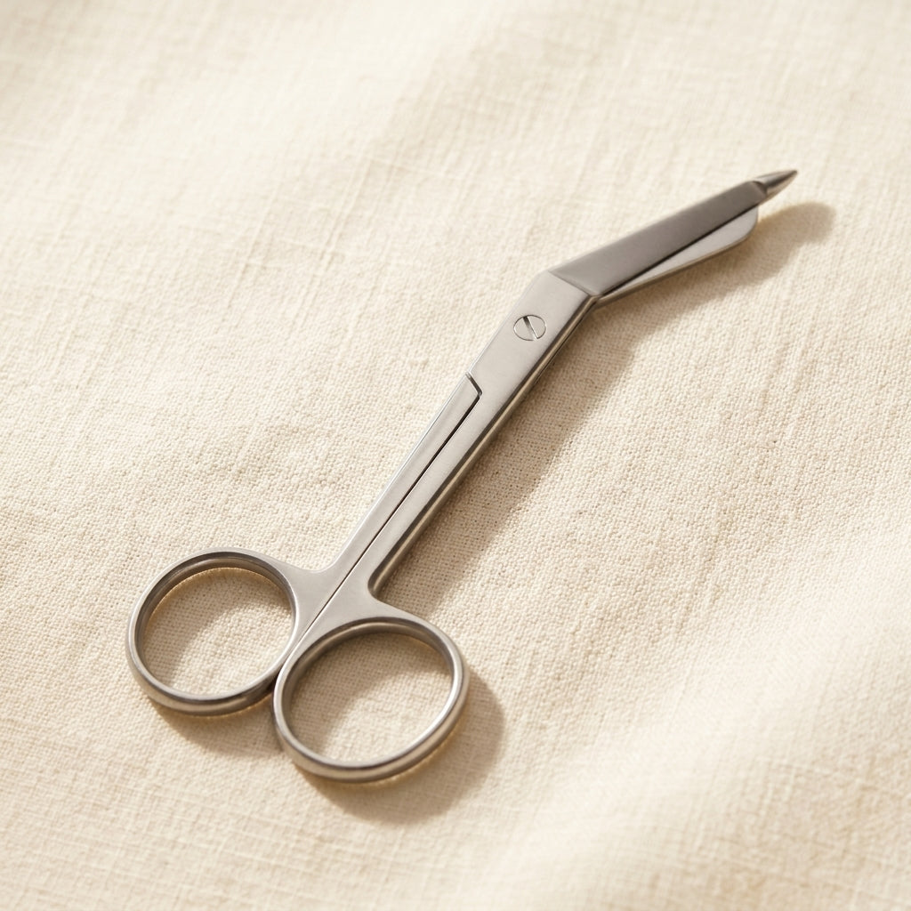 4.5-inch silver stainless steel Lister bandage scissors for jewellery making, straight blade, ambidextrous