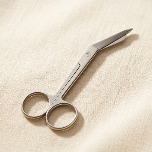 4.5-inch silver stainless steel Lister bandage scissors for jewellery making, straight blade, ambidextrous