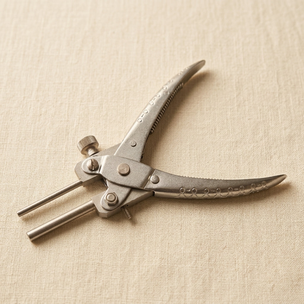 Parallel action round nose pliers for jewellery making, 4mm & 6mm jaws with adjustable stop.