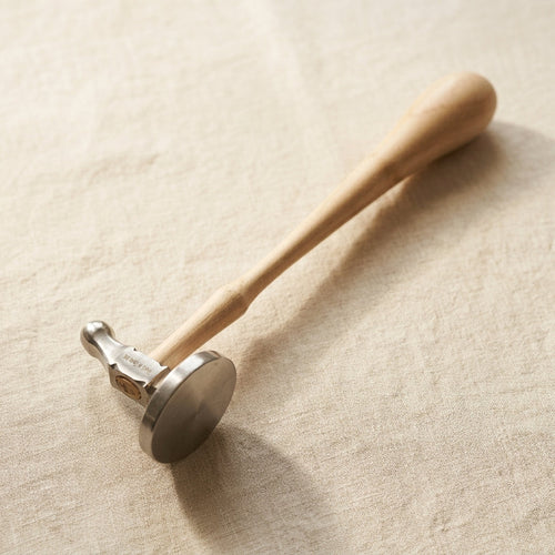 45mm bow and flat face silversmith chasing hammer with wooden handle