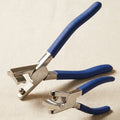 Synclastic pliers for jewellery making, 5/16" channel, stainless steel with blue handles