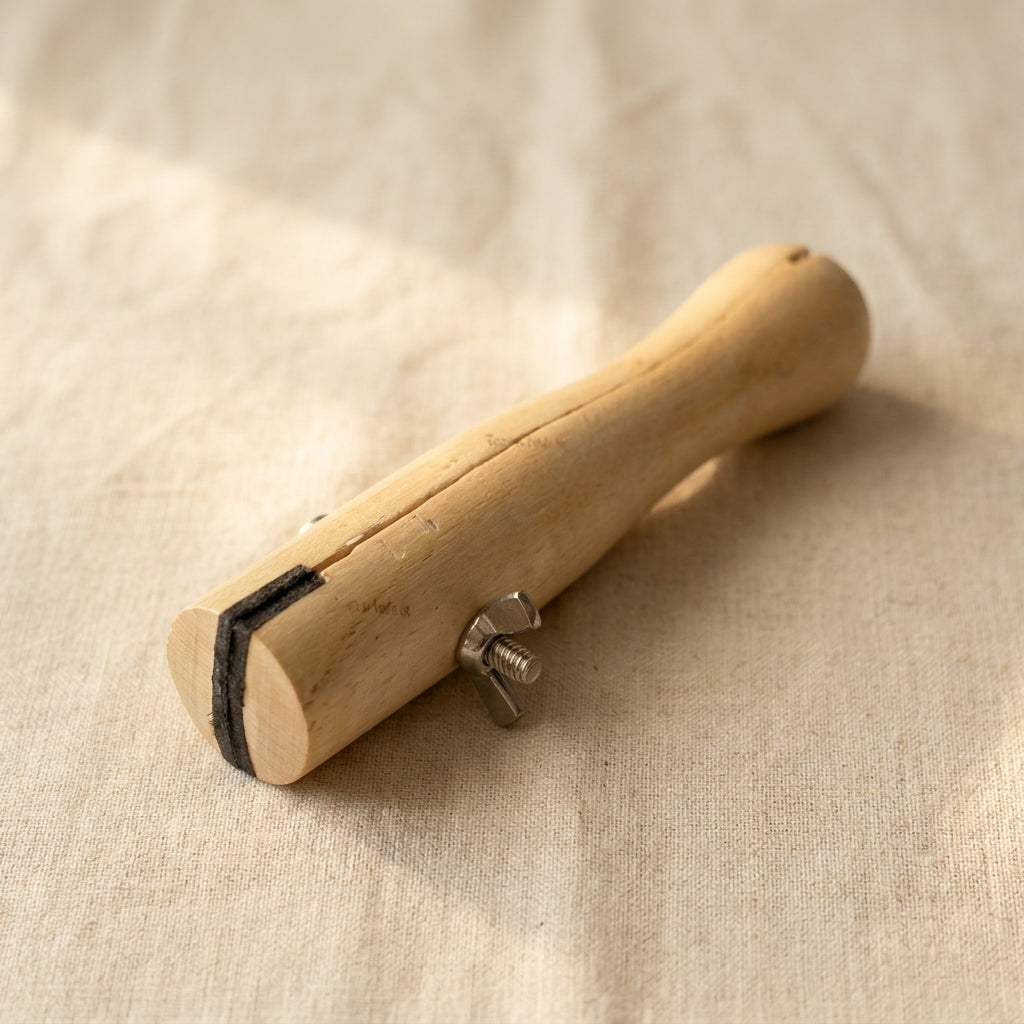 6.5-inch jewellery clamp with leather-lined jaws for holding rings securely during silversmithing.