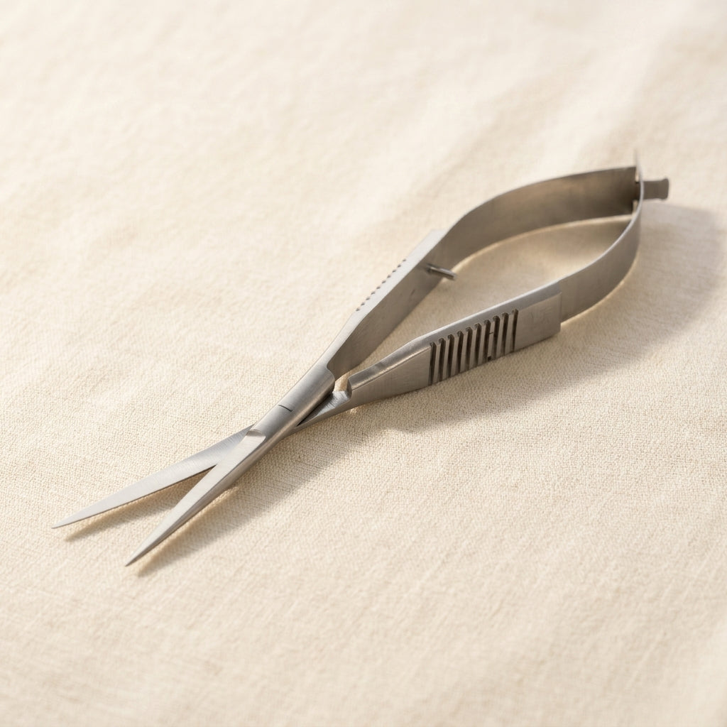 6-inch straight micro spring scissors, ideal for detailed craft work and beading, made from stainless steel.
