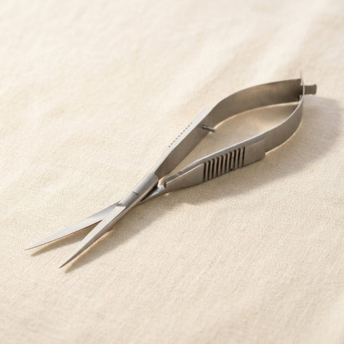 6-inch straight micro spring scissors, ideal for detailed craft work and beading, made from stainless steel.