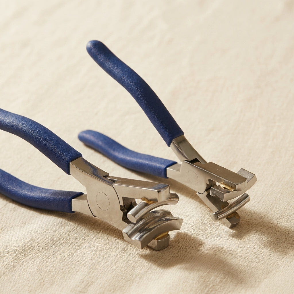 7/16 inch anticlastic forming pliers for jewellery, blue handled stainless steel</b>