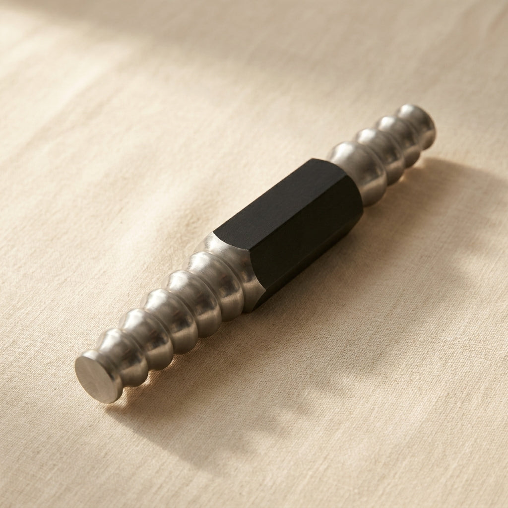 Double-ended steel jewellery forming stake, highly polished, for synclastic and anticlastic shaping