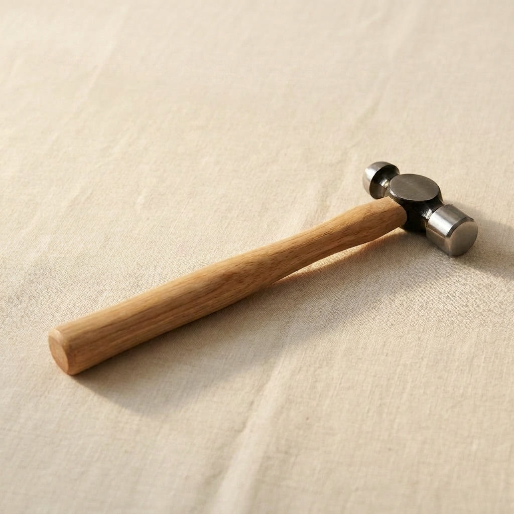 4 oz ball peen hammer for jewellery forming and repousse, with a wooden handle