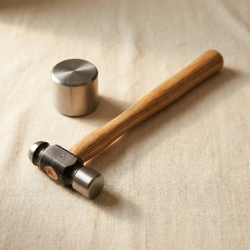 4oz ball peen hammer with wooden handle for metal forming in jewellery making