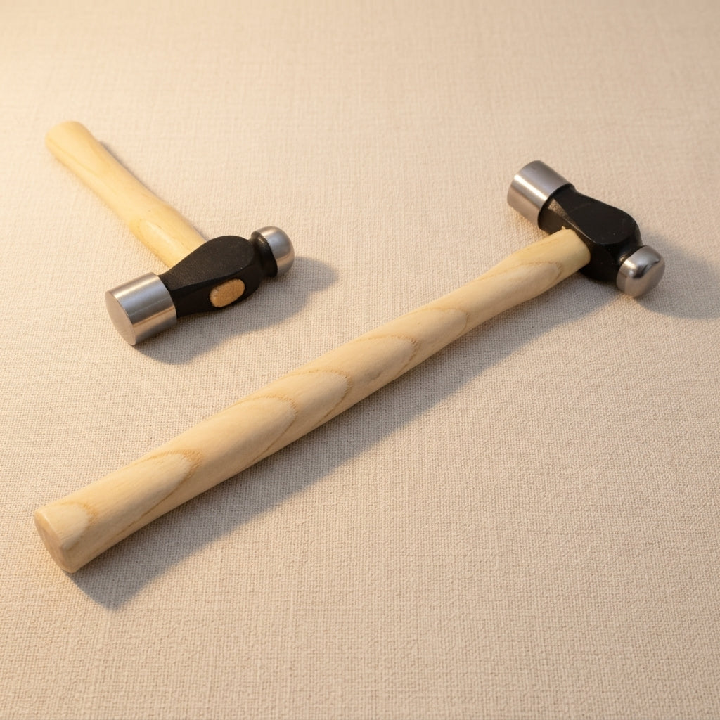 8 oz ball peen hammer with wooden handle for metalwork forming and jewellery making