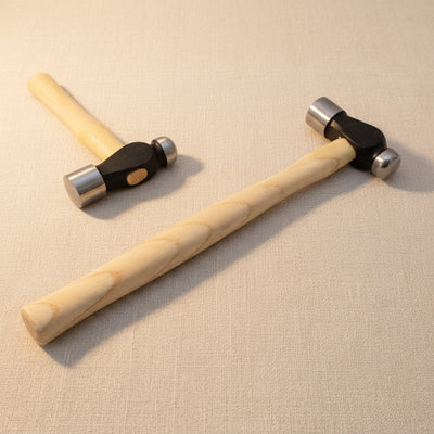 8 oz ball peen hammer with wooden handle for metalwork forming and jewellery making