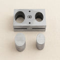 Steel disc cutter for silversmiths, creating 2-punch oval metal shapes.