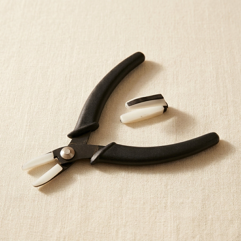 Flat nose pliers with black nylon jaws for jewellery making, 5.5-inch, non-marring grip.