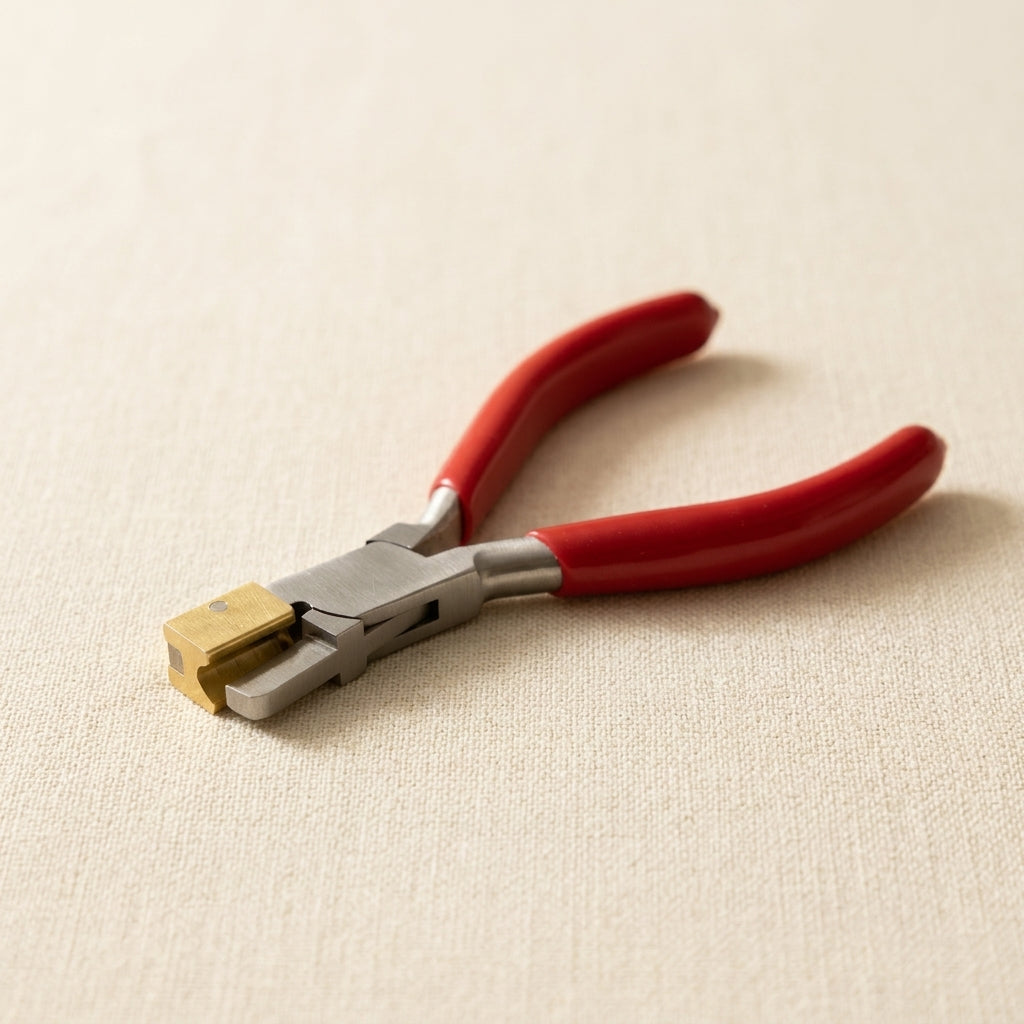 Bow closing pliers with brass jaws for jewellery making, 12.7cm long