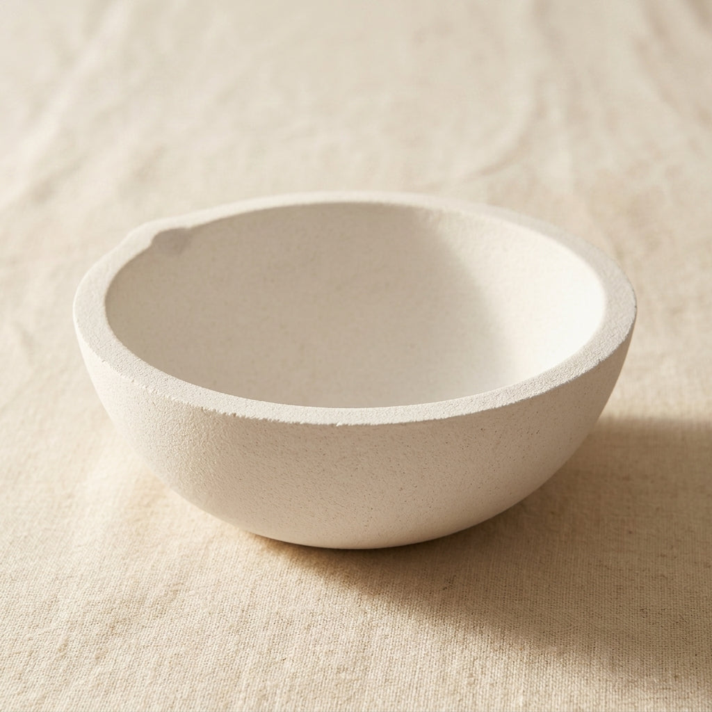 Fused silica crucible dish for melting gold and silver, 4-inch diameter.