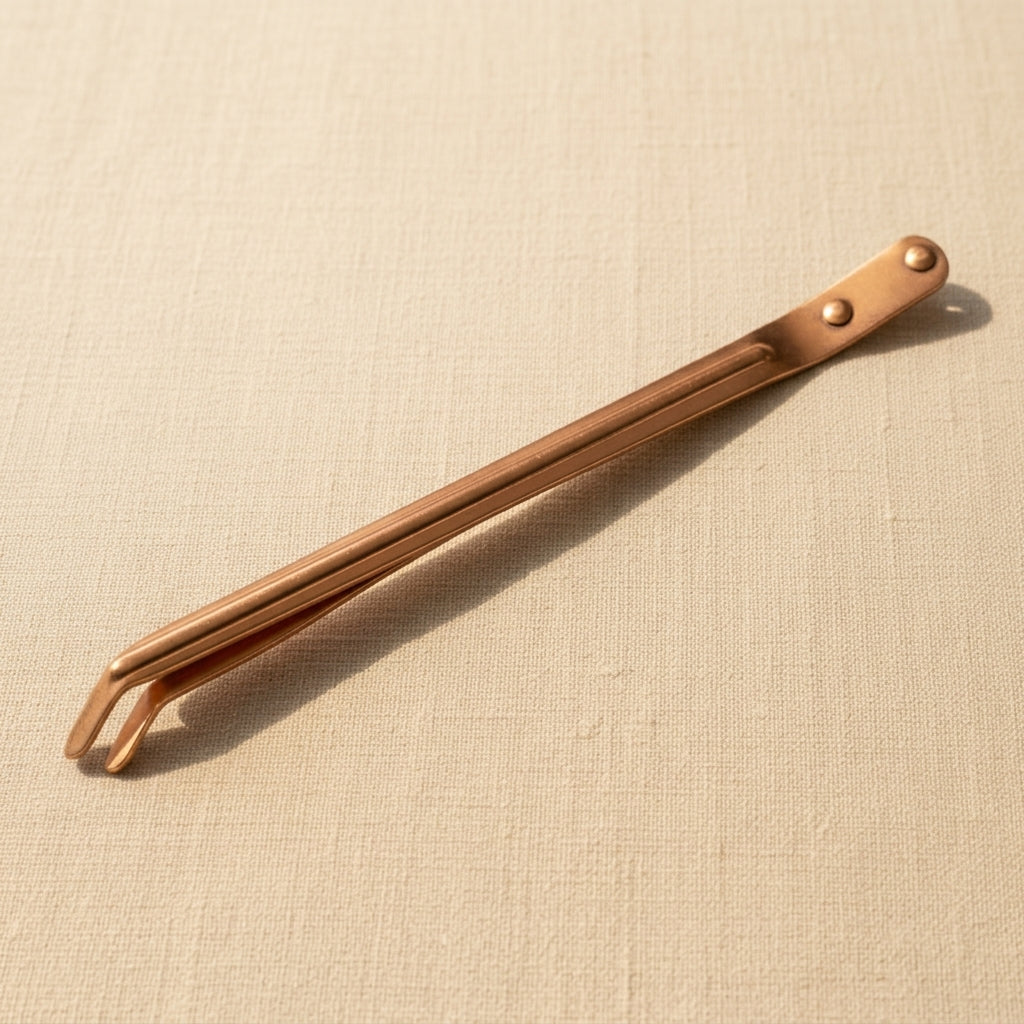 Curved tip copper pickling tweezers for jewellery making, 8.5 inch, ribbed handle