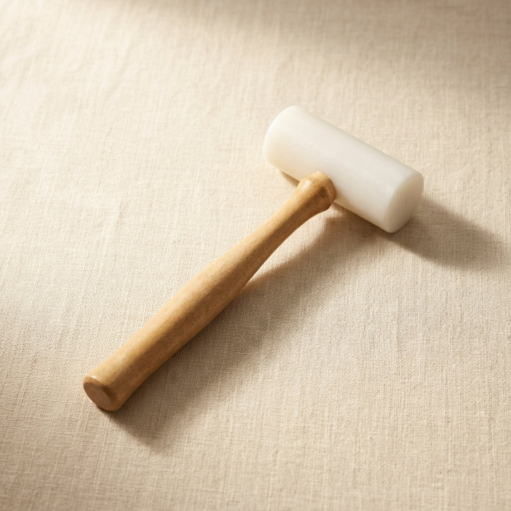 Dead blow Teflon mallet for jewellery forming, 44mm head, wooden handle