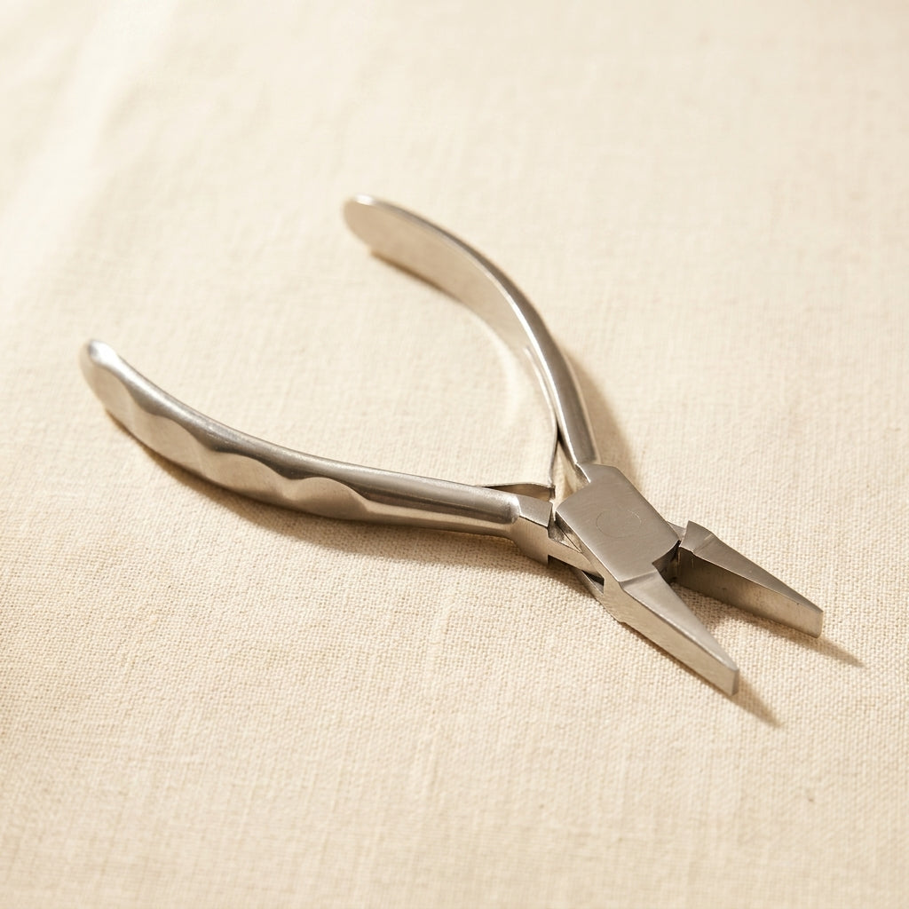 Polished stainless steel flat nose jewellery making pliers, 5.5 inch, for wire working
