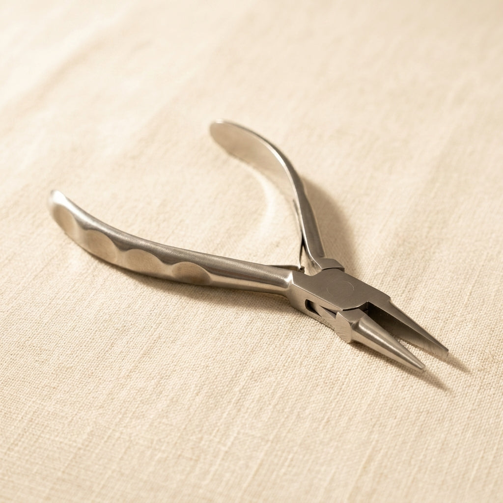 Round and concave nose jewellery making pliers, polished stainless steel, 5.5 inch wire craft tool