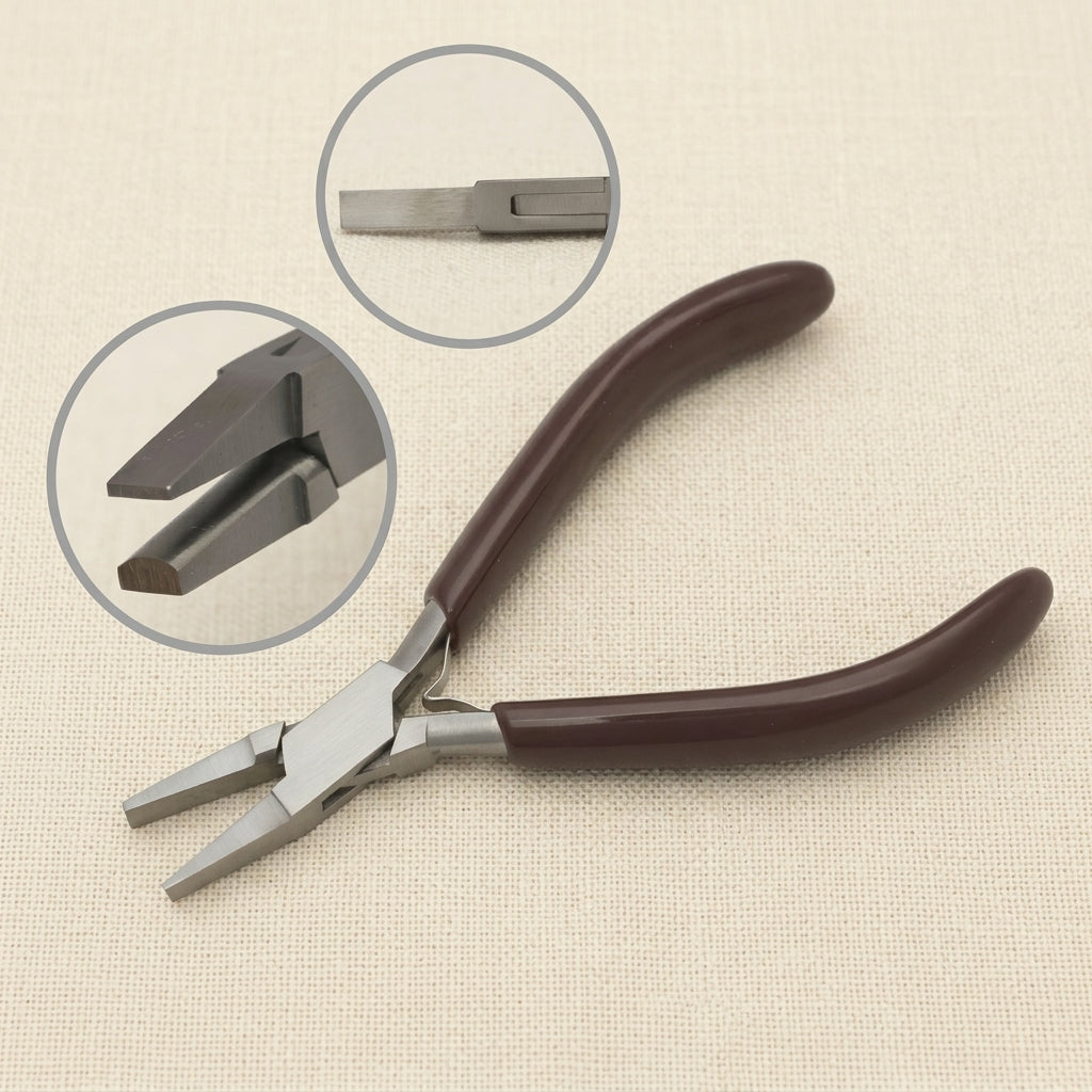 Stainless steel half round jewellery pliers with ergonomic PVC grips, 5.5 inch