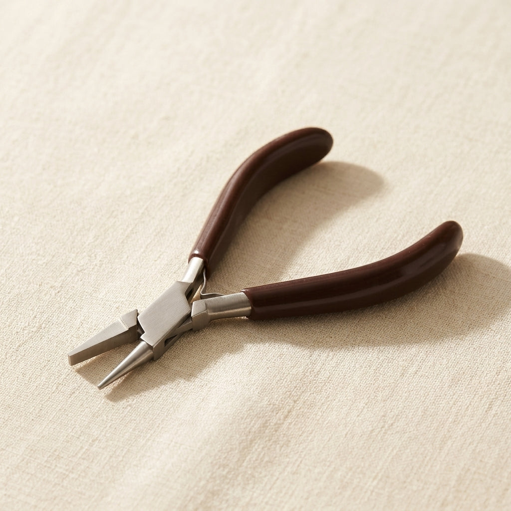 Ergonomic round flat nose pliers, 5.5 inch stainless steel with PVC grips for jewellery crafts