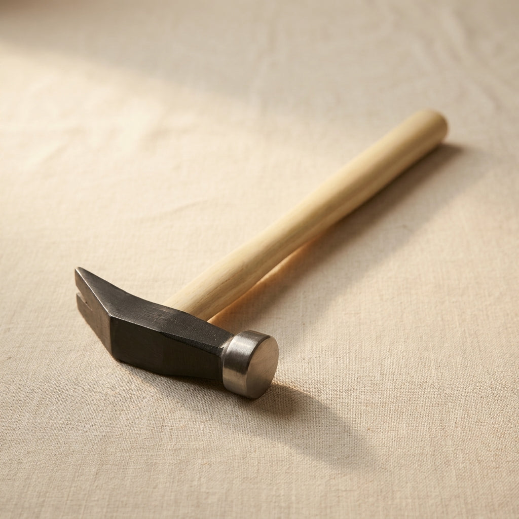 Flat and cross peen silversmiths hammer with wooden handle for shaping jewellery