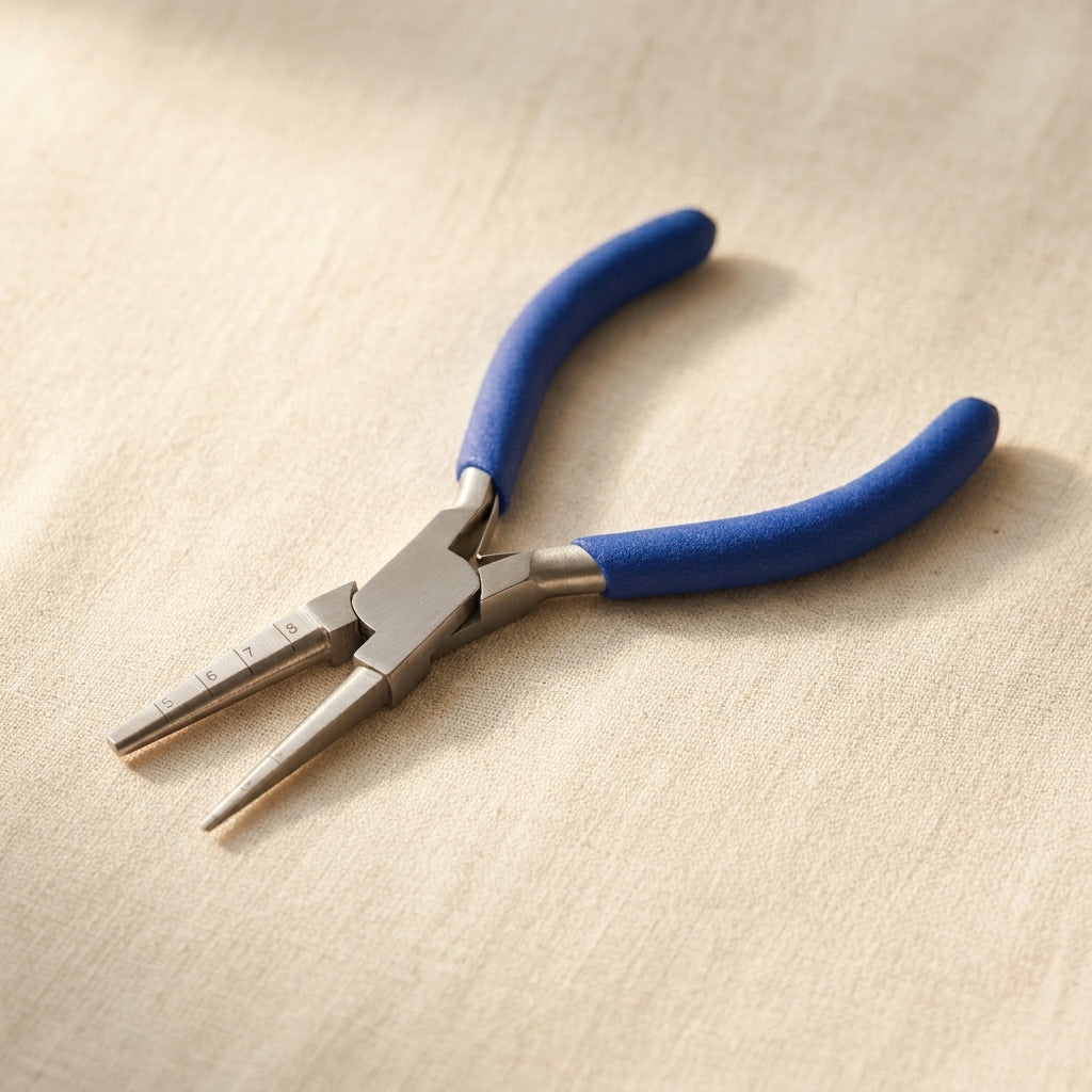 Half round jewellery pliers for forming 2-8mm loops, made from stainless steel.