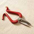 Heavy duty jewellers shears, 5.5 inch, stainless steel short blade, curved red handles