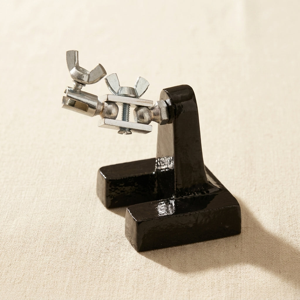 Heavy duty jewellery helping hand tool with square base and tweezers holder for hands-free soldering