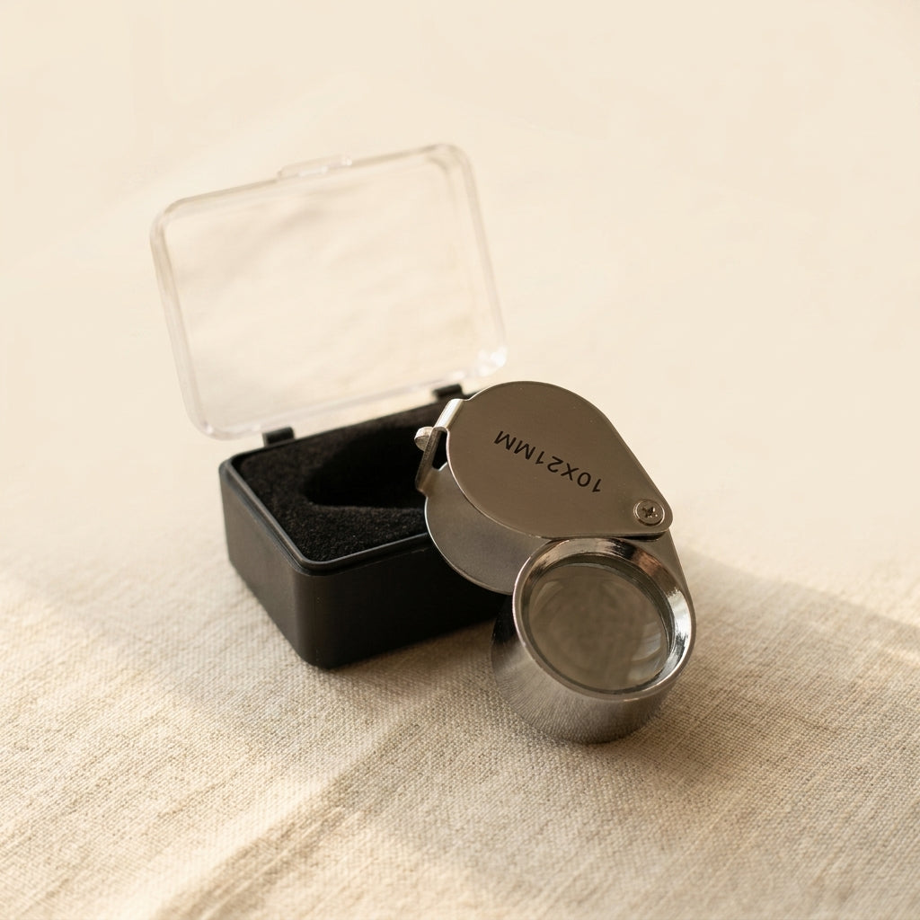 10x magnification jeweller's loupe for detailed work, with protective case