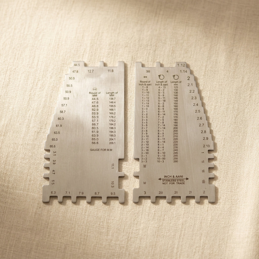 Stainless steel flat bangle sizer gauge for professional jewellery measurement, 44.5-66.6 mm