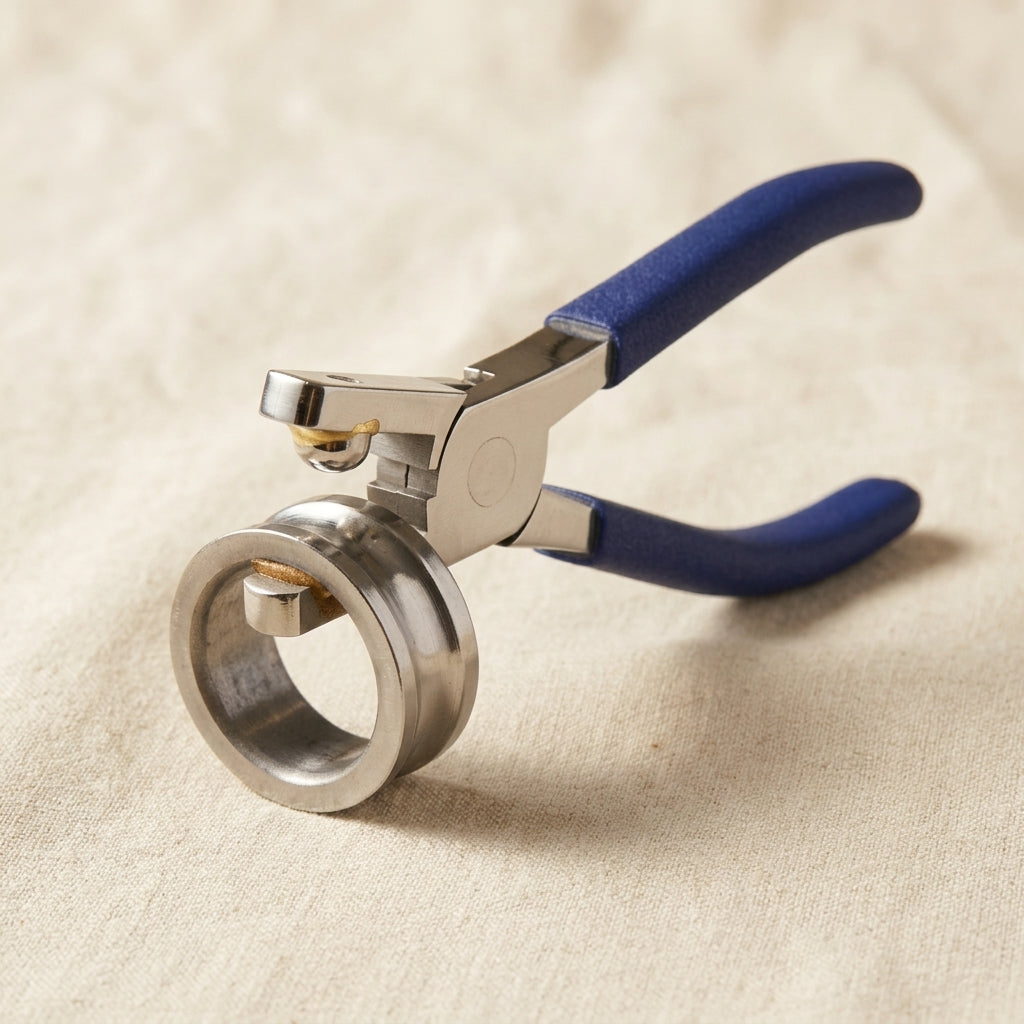 Large 3/8 inch anticlastic pliers for shaping bracelets and rings, made of stainless steel.