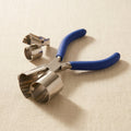Large stainless steel jewellery pliers with round and half-round jaws for bending rings and bracelets