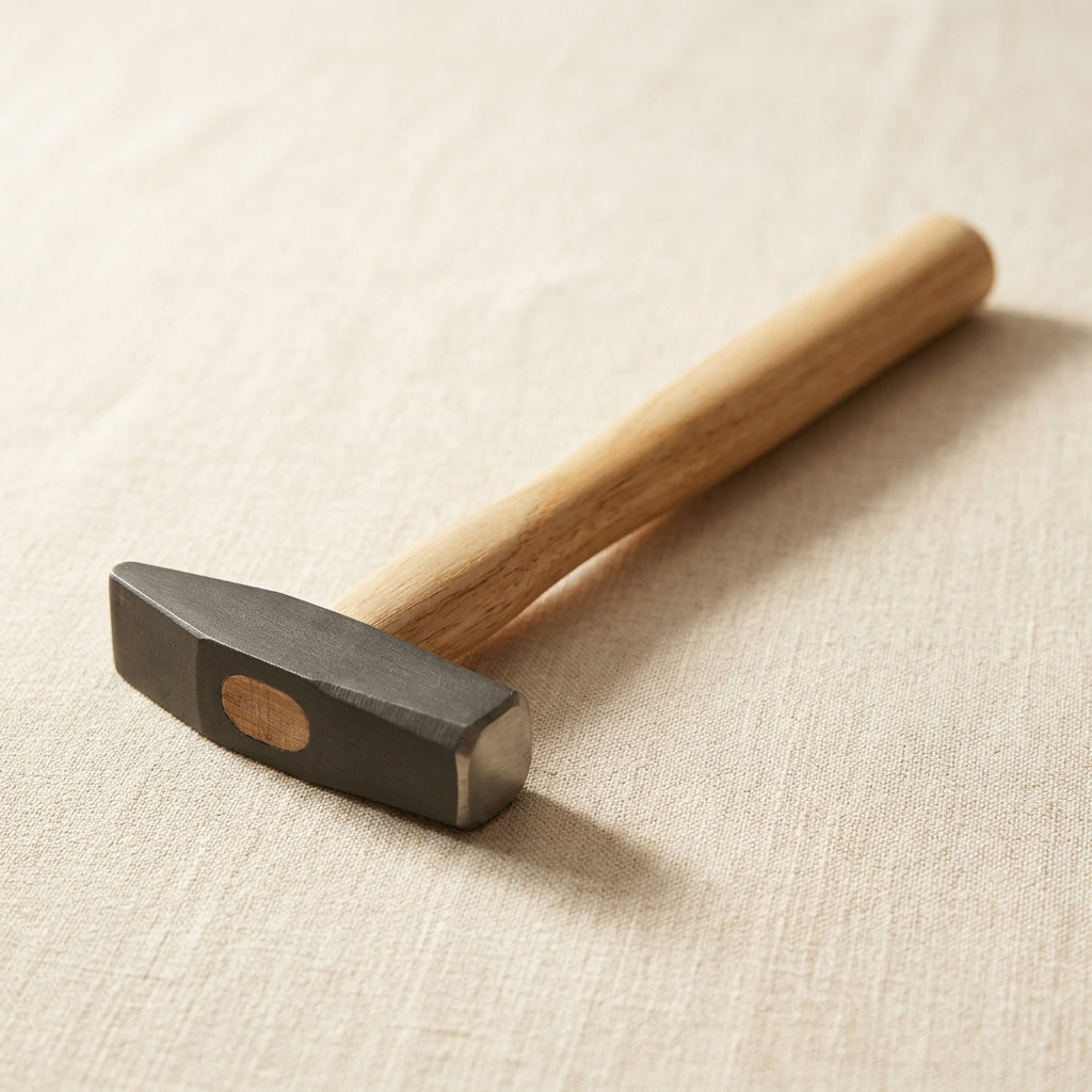 Octagonal and rectangular faced locksmith's hammer with wooden handle for silversmithing and jewellery making