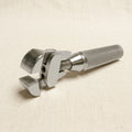 Lowell pattern hand vise for wire work, hollow handle drawtong with parallel-action jaws.