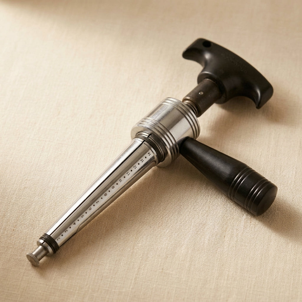 Manual ring stretcher expander with parallel action, steel construction, black handle, sizes 2-14