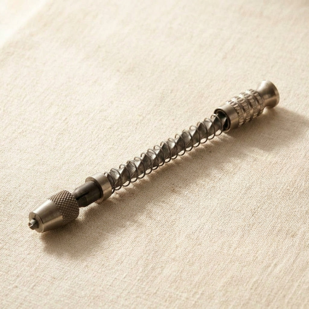Mini hand twist drill for jewellery making, with adjustable chuck for 0.34-1.09mm bits.