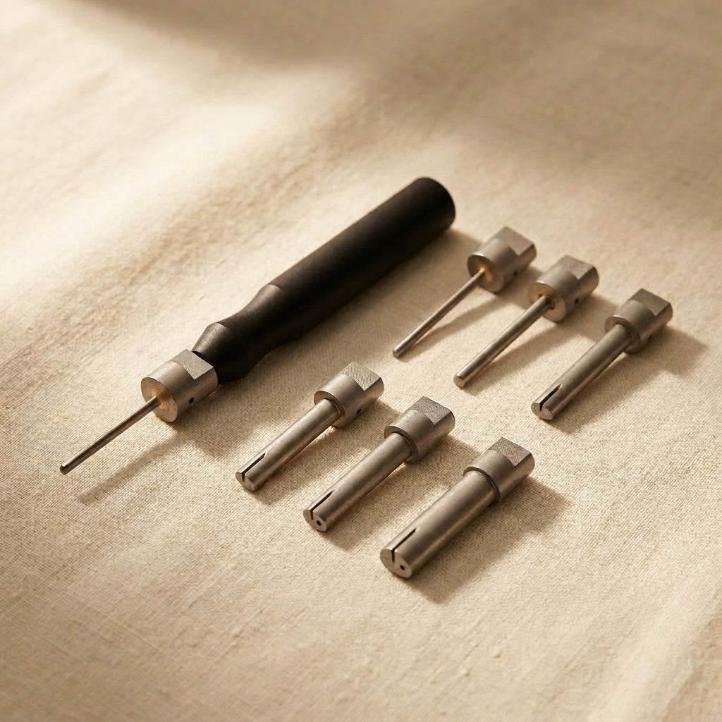 Mini oval mandrel set for jewellery making, 2x3-8x12mm, 6 sizes with handle and case