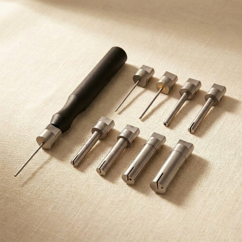 Jewellery wire forming mandrel set, 8 sizes 1.5-15mm, with handle and case